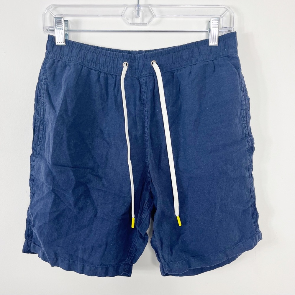 Hartford Linen Long Swim Trunk Shorts Size Small NWT Solid Navy Blue